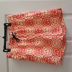 Mens Edgar + Ash Smiley Faces Swim Trunks Size Sm XL XXL Coral Pockets NWT